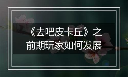 《去吧皮卡丘》之前期玩家如何发展