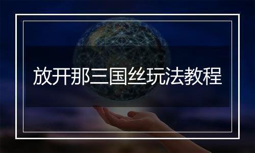 放开那三国丝玩法教程