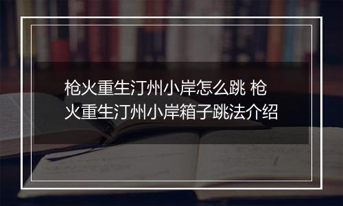 枪火重生汀州小岸怎么跳 枪火重生汀州小岸箱子跳法介绍