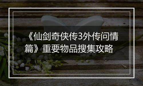 《仙剑奇侠传3外传问情篇》重要物品搜集攻略