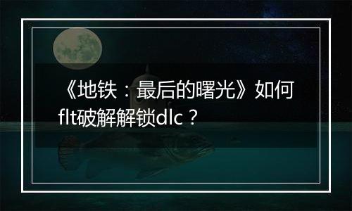 《地铁：最后的曙光》如何flt破解解锁dlc？