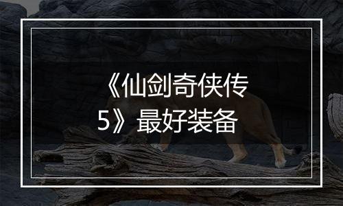 《仙剑奇侠传5》最好装备