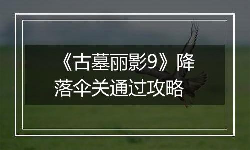 《古墓丽影9》降落伞关通过攻略