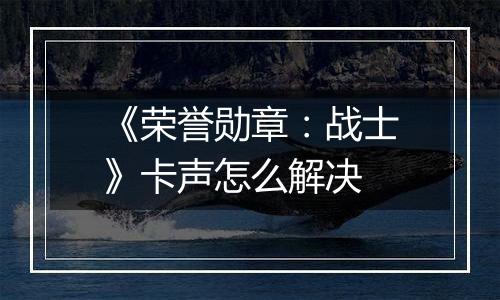 《荣誉勋章：战士》卡声怎么解决