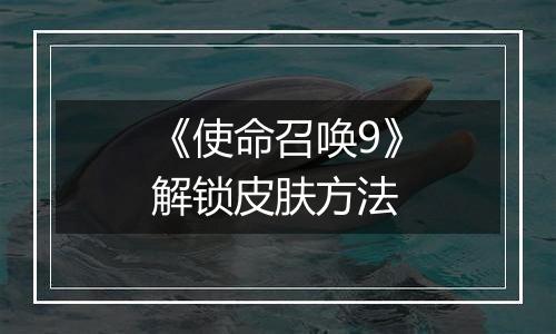 《使命召唤9》解锁皮肤方法