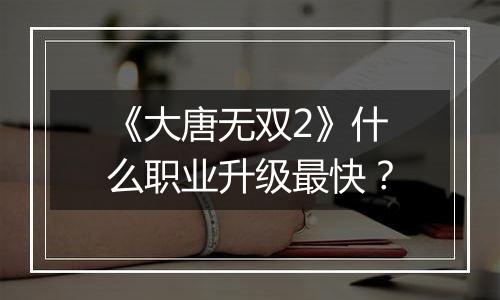 《大唐无双2》什么职业升级最快？