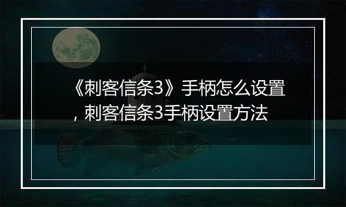 《刺客信条3》手柄怎么设置，刺客信条3手柄设置方法