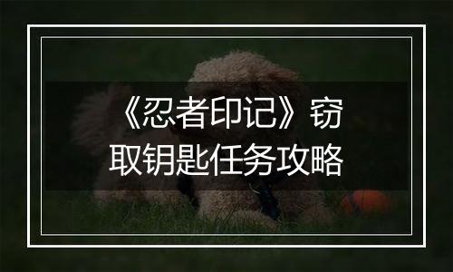 《忍者印记》窃取钥匙任务攻略