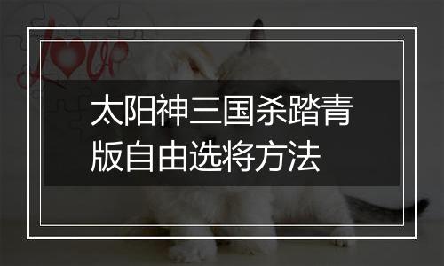 太阳神三国杀踏青版自由选将方法