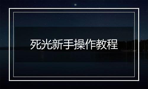 死光新手操作教程