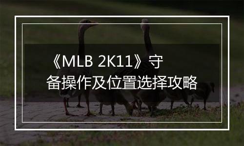 《MLB 2K11》守备操作及位置选择攻略