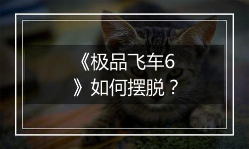 《极品飞车6》如何摆脱？