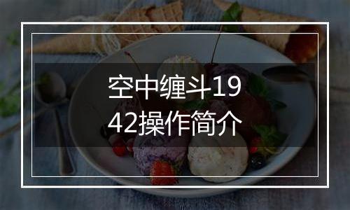 空中缠斗1942操作简介