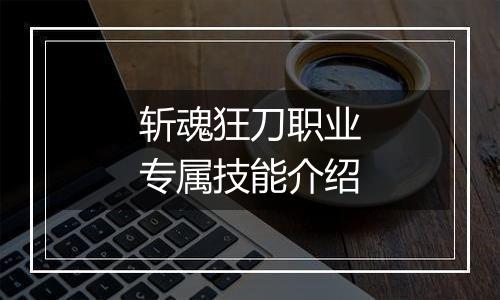 斩魂狂刀职业专属技能介绍