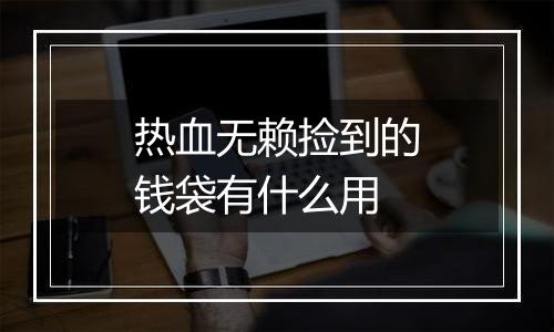 热血无赖捡到的钱袋有什么用