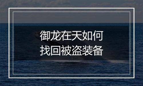 御龙在天如何找回被盗装备