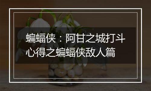 蝙蝠侠：阿甘之城打斗心得之蝙蝠侠敌人篇