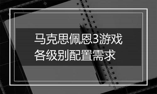 马克思佩恩3游戏各级别配置需求