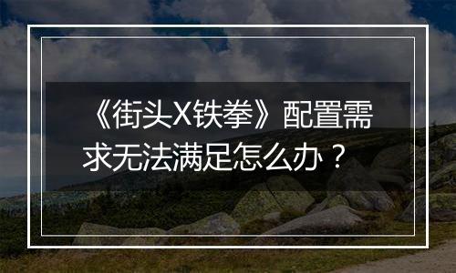 《街头X铁拳》配置需求无法满足怎么办？