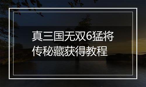 真三国无双6猛将传秘藏获得教程