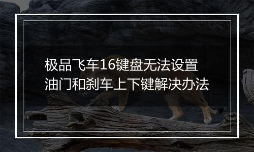 极品飞车16键盘无法设置油门和刹车上下键解决办法