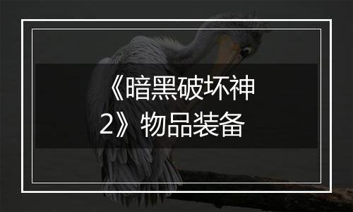 《暗黑破坏神2》物品装备