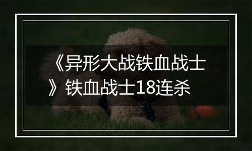 《异形大战铁血战士》铁血战士18连杀