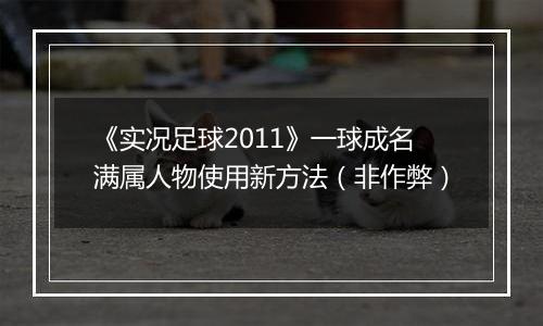 《实况足球2011》一球成名满属人物使用新方法（非作弊）