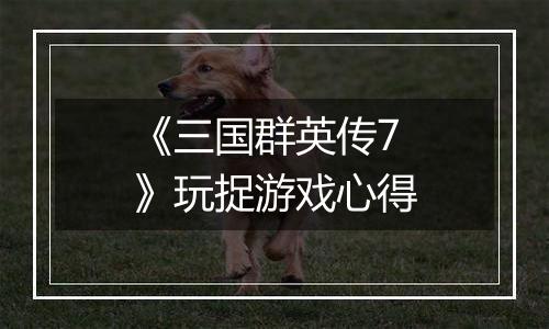《三国群英传7》玩捉游戏心得