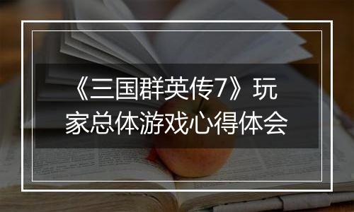 《三国群英传7》玩家总体游戏心得体会
