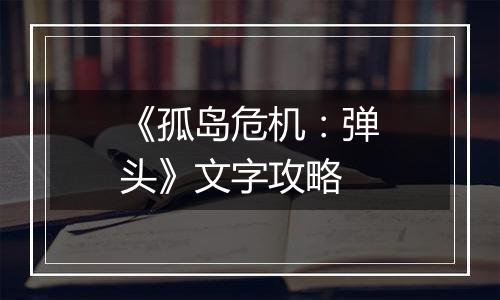 《孤岛危机：弹头》文字攻略