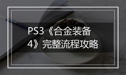 PS3《合金装备4》完整流程攻略
