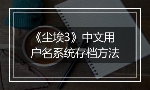 《尘埃3》中文用户名系统存档方法