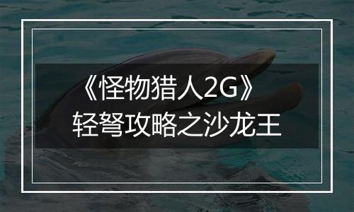 《怪物猎人2G》轻弩攻略之沙龙王