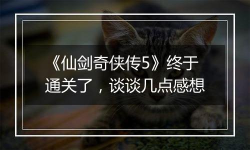 《仙剑奇侠传5》终于通关了，谈谈几点感想