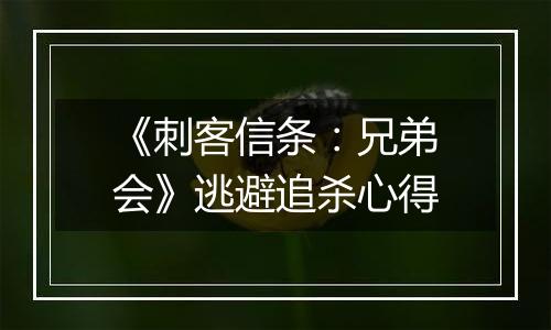 《刺客信条：兄弟会》逃避追杀心得