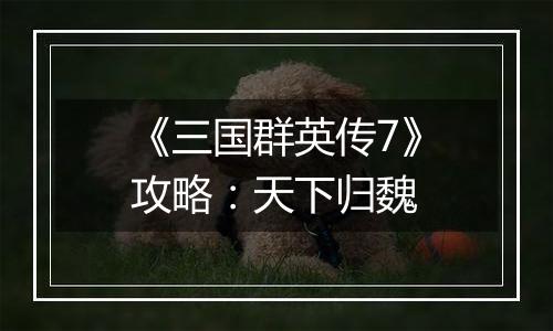 《三国群英传7》攻略：天下归魏