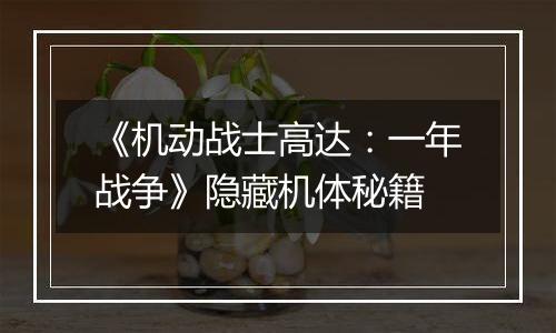 《机动战士高达：一年战争》隐藏机体秘籍