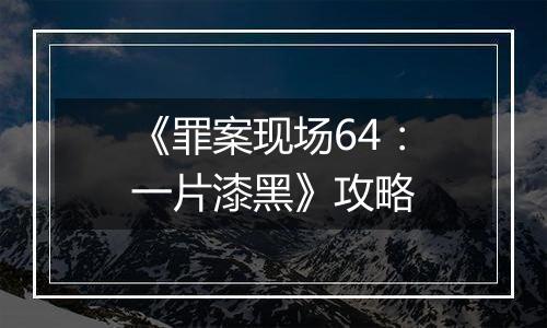 《罪案现场64：一片漆黑》攻略