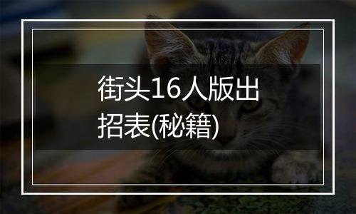 街头16人版出招表(秘籍)