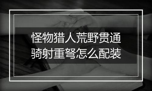 怪物猎人荒野贯通骑射重弩怎么配装