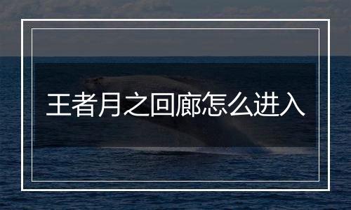 王者月之回廊怎么进入