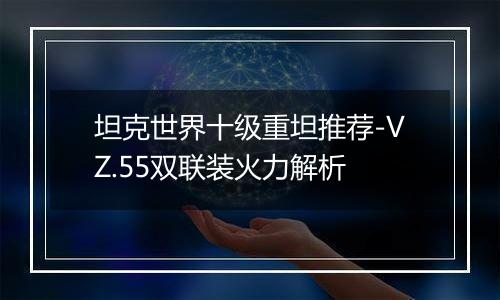 坦克世界十级重坦推荐-VZ.55双联装火力解析