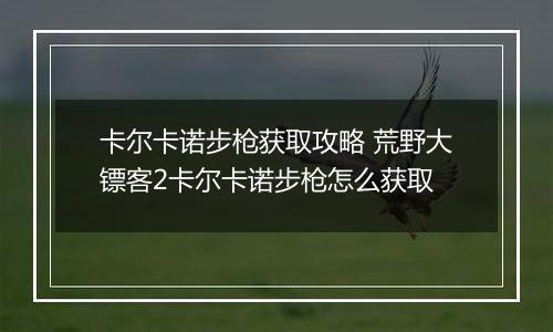 卡尔卡诺步枪获取攻略 荒野大镖客2卡尔卡诺步枪怎么获取