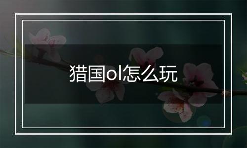 猎国ol怎么玩