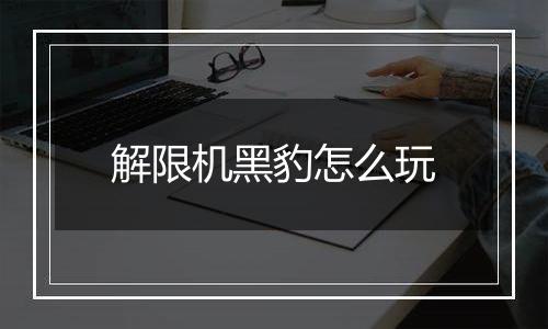 解限机黑豹怎么玩