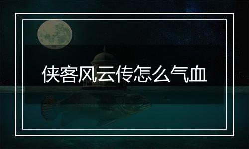 侠客风云传怎么气血