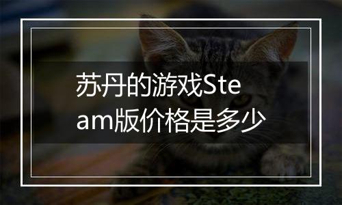 苏丹的游戏Steam版价格是多少