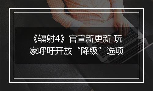《辐射4》官宣新更新 玩家呼吁开放“降级”选项