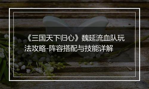 《三国天下归心》魏延流血队玩法攻略-阵容搭配与技能详解